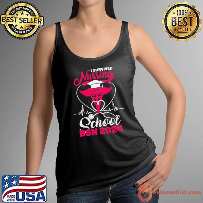I Survivied Nurse Est 2024 Rn Nursing School Graduation Graduate Bsn Tank Top