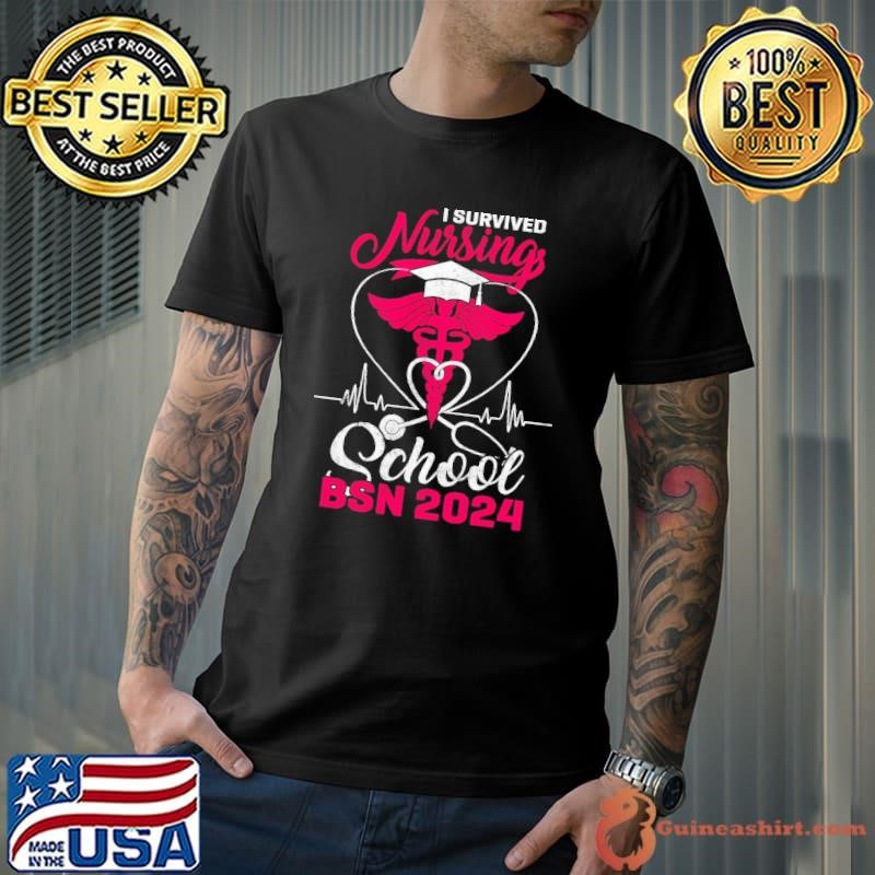 I Survivied Nurse Est 2024 Rn Nursing School Graduation Graduate Bsn shirt