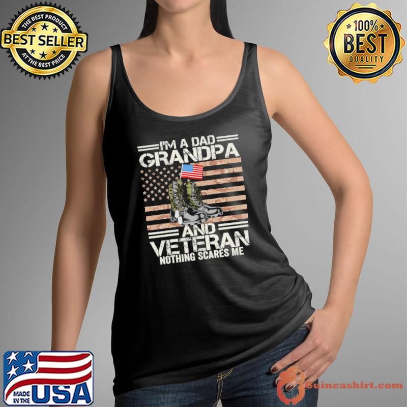 I'm A Dad Grandpa and Veteran Camouflage Us Flag Fathers Day Tank Top