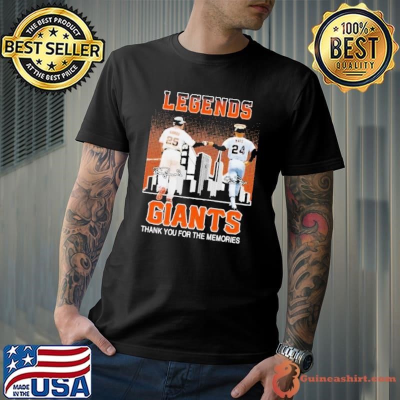 Legends Willie Mays And Barry Bonds San Francisco Giants Thank You For The Memories Signatures Shirt