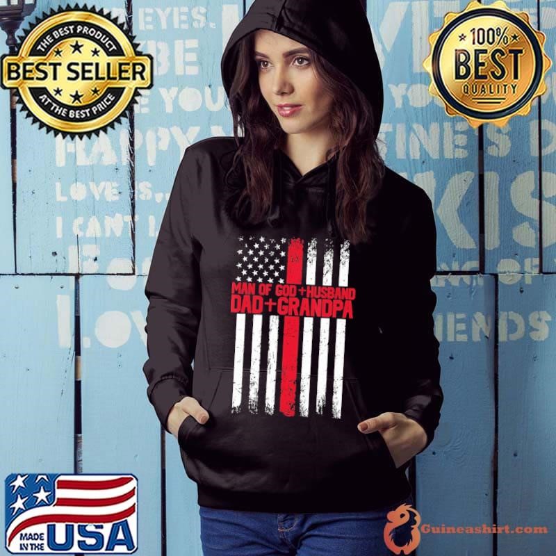 Man of god husband dad grandpa american flag Hoodie