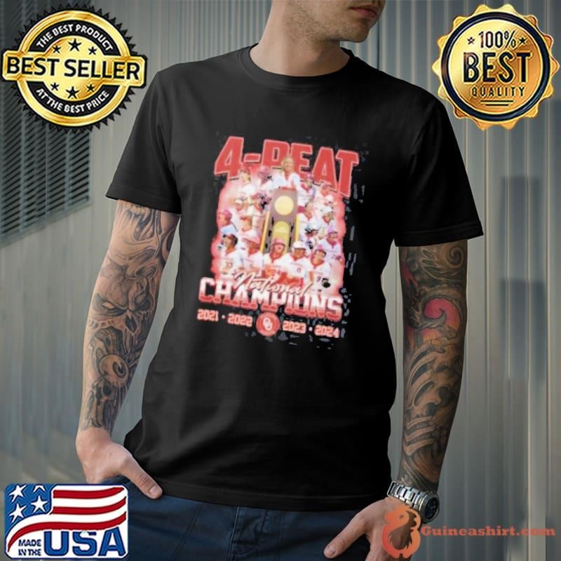 Oklahoma Sooners 4 Peat National Champions 2021 2022 2023 2024 T Unisex