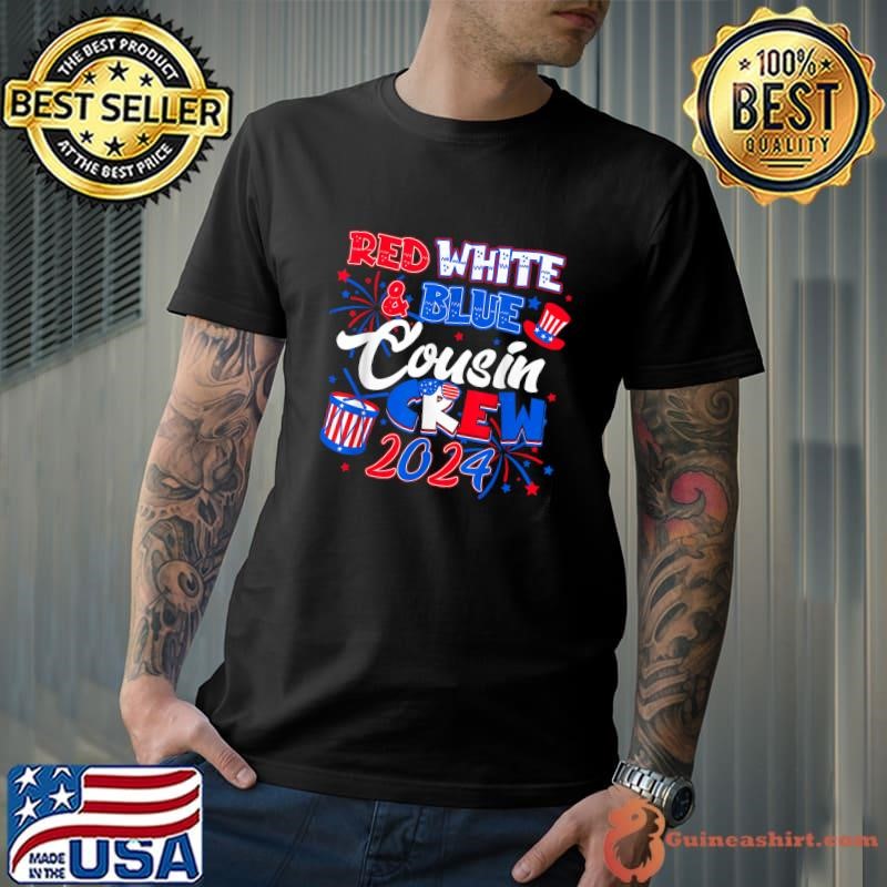 Red White And Blue Cousin Crew 4th Of July American Flag Fireworks T-Shirt