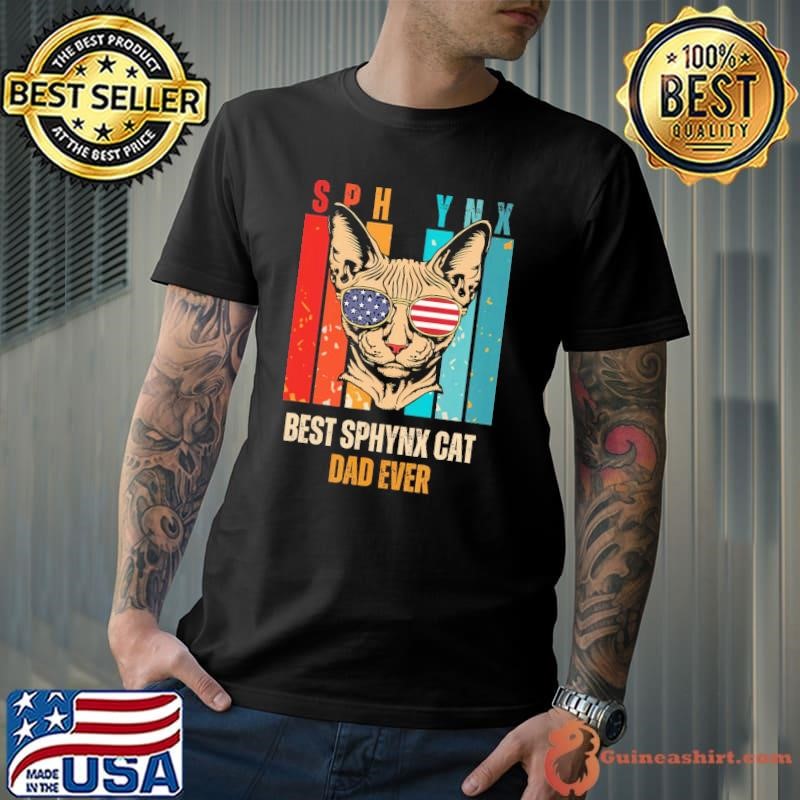 Sphynx Cat Dad Owner Breeder Hairless Pet Sunglasses Retro Usa Flag Unisex