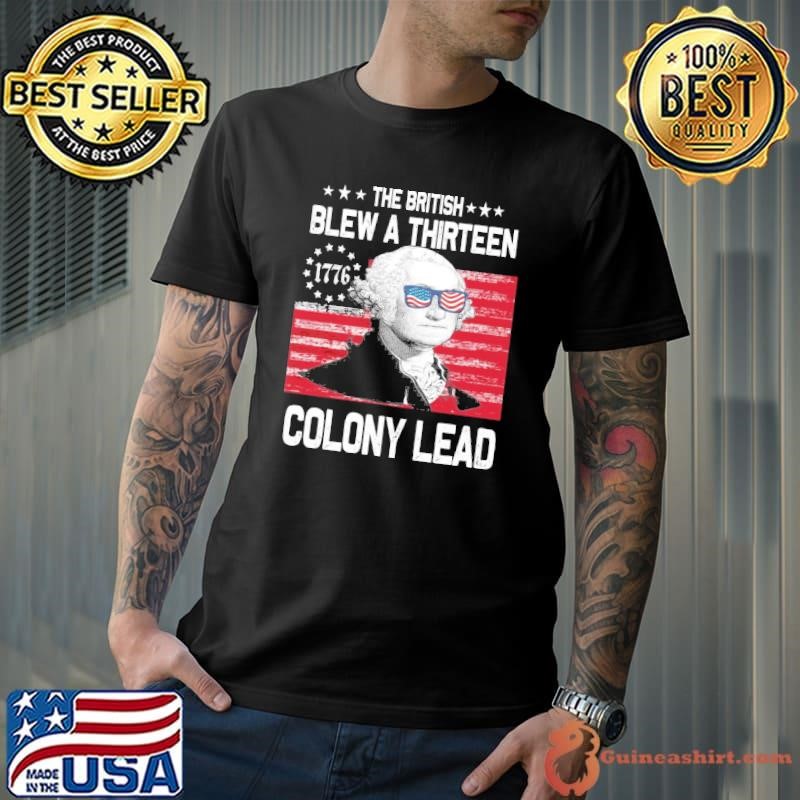 The British Blew A 13 Colony Lead Washington USa Flag T-Shirt