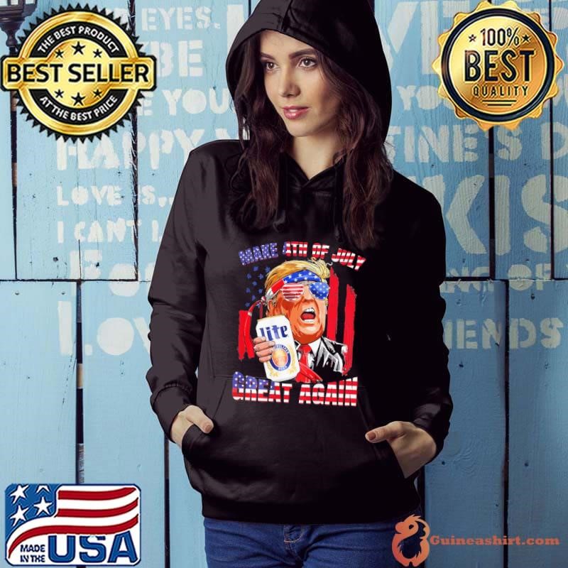 Trump Make 4th Of July Great Again Lite beer Usa Flag Hoodie