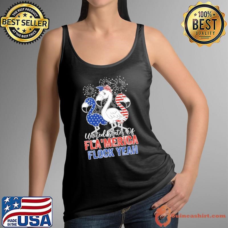 United States Of Fla’merica Flock Yeah Flamingo Usa Flag Tank Top
