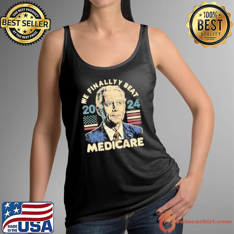 We Finally Beat Medicare 2024 Joe Biden President Usa Flag Tank Top