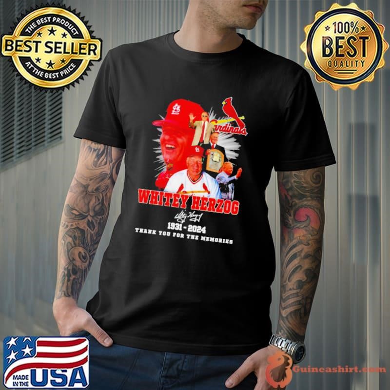 Whitey Herzog 1931-2024 thank you for the memories signatures shirt