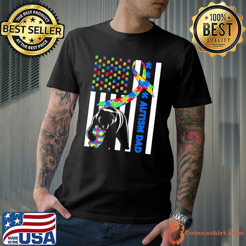Autism Dad Shirts Autism Awareness American Flag Fathers Day shirt