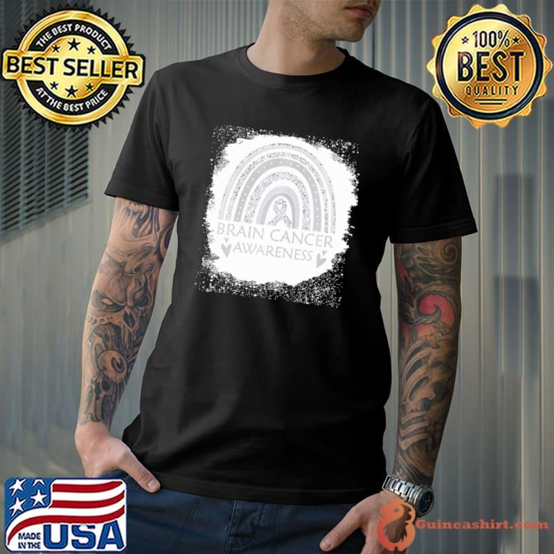 Brain Cancer Awareness Bleached Gray Rainbow shirt
