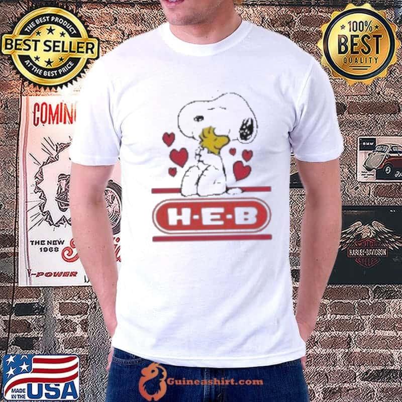 Snoopy And Woodstock Loves H E B Logo Shirt Unisex