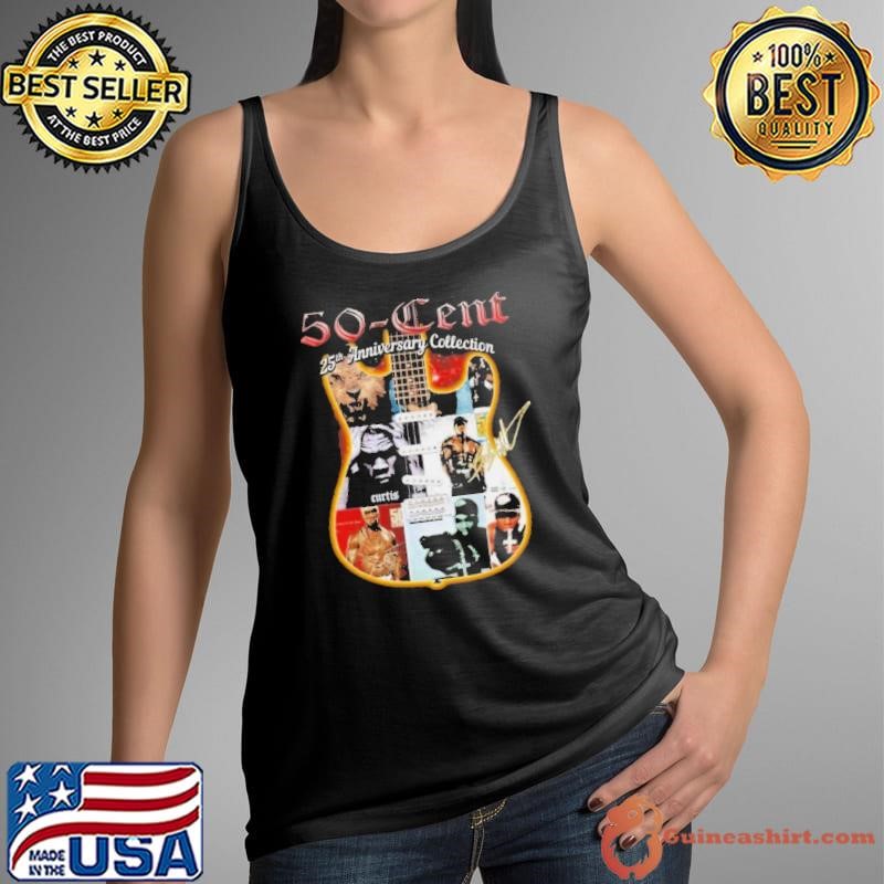 50-Cent American Rapper 25th Anniversary Collection Guitar Signature Tank Top