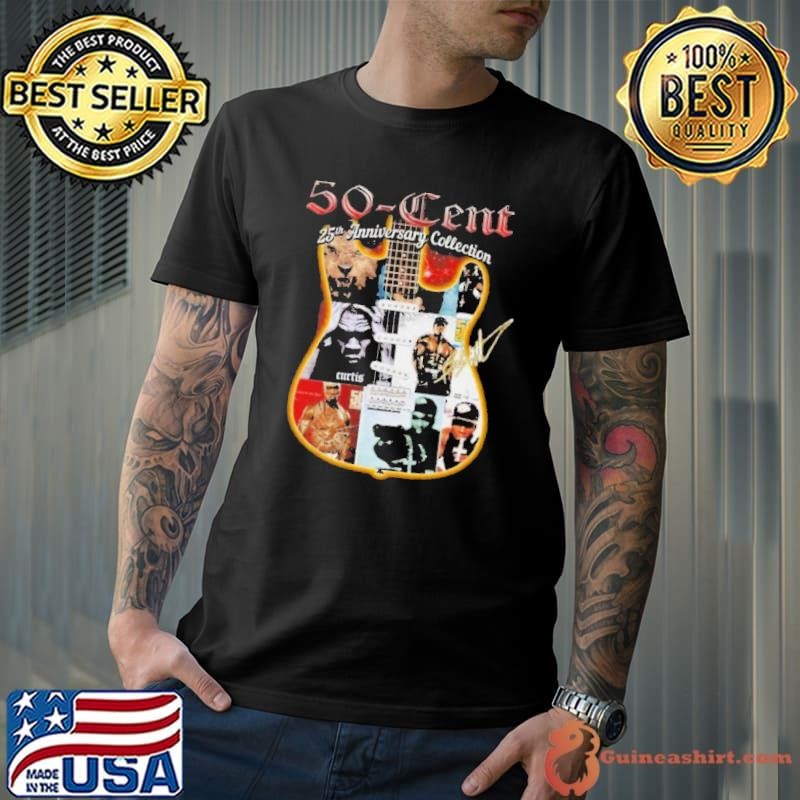 50-Cent American Rapper 25th Anniversary Collection Guitar Signature shirt