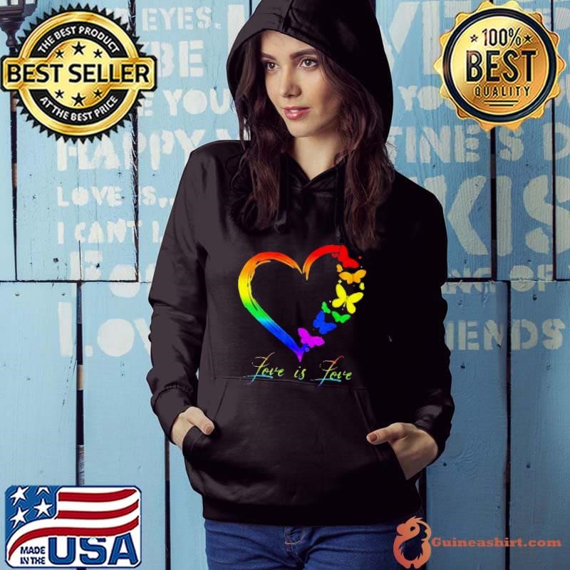 Butterfly Heart Rainbow Love Is Love Lgbt Gay Lesbian Pride Shirt