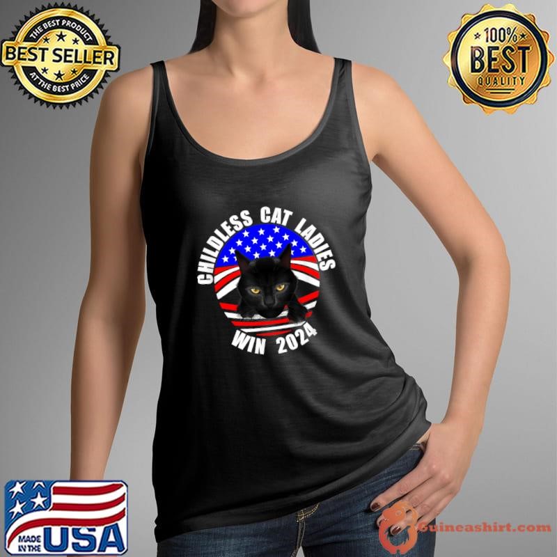 Childless Cat Ladies Win 2024 Black Cat American Flag Vote Tank Top