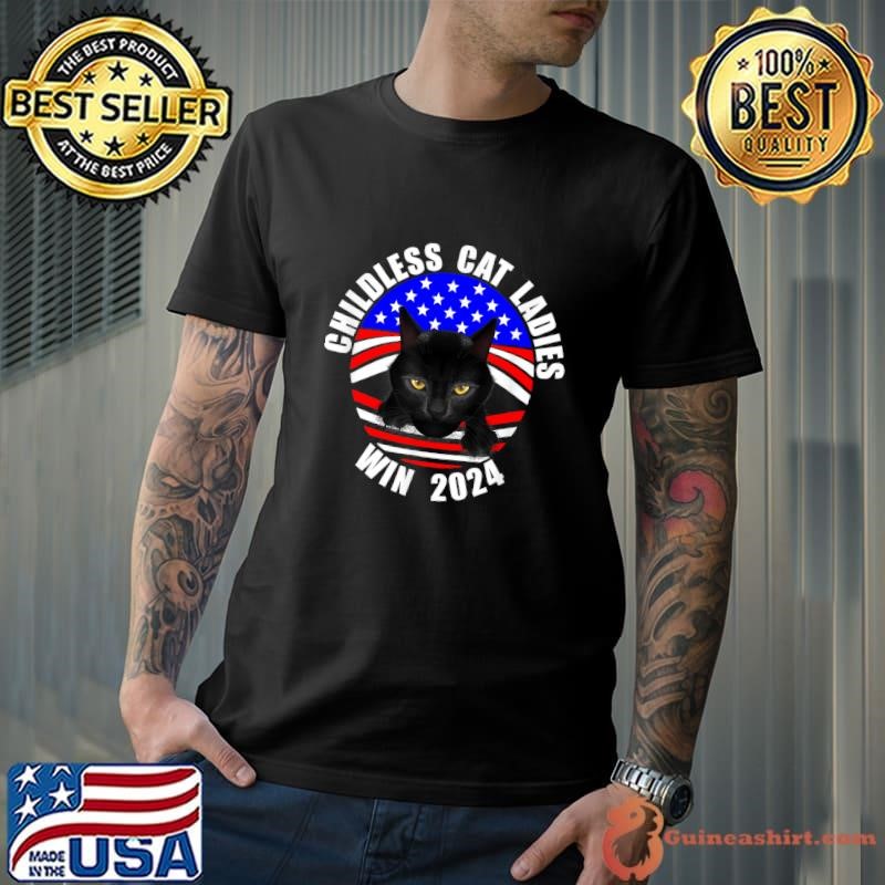 Childless Cat Ladies Win 2024 Black Cat American Flag Vote Unisex