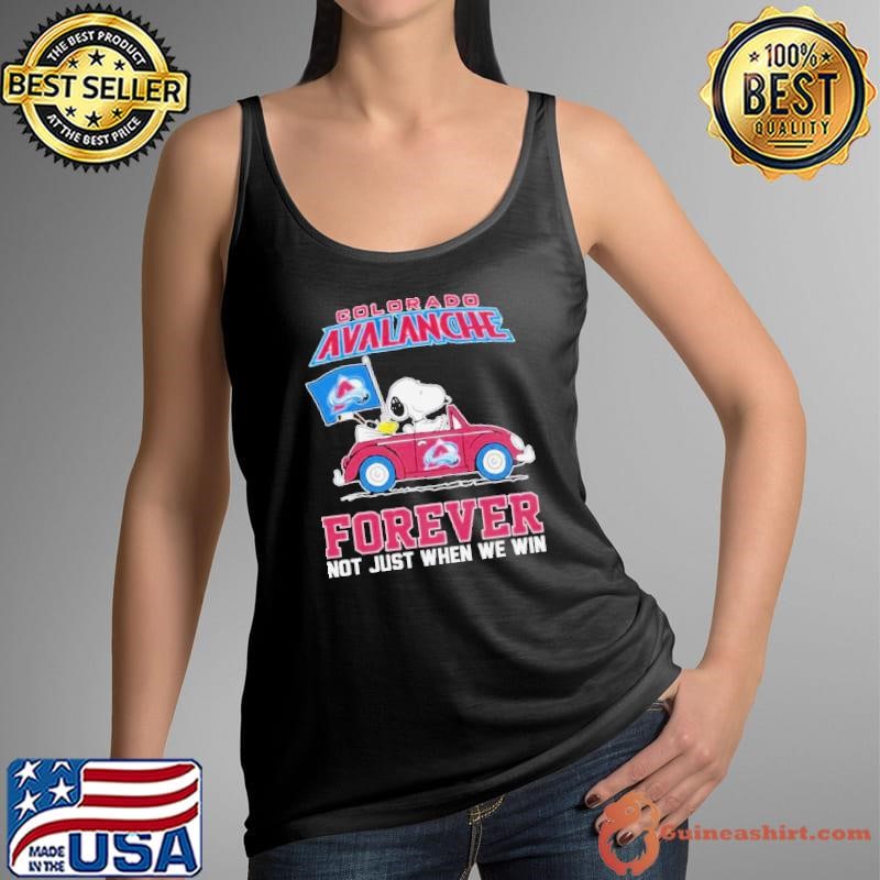 Colorado Avalanche x Peanuts Snoopy And Woodstock Drive Car Forever Not Just When We Win shirt
