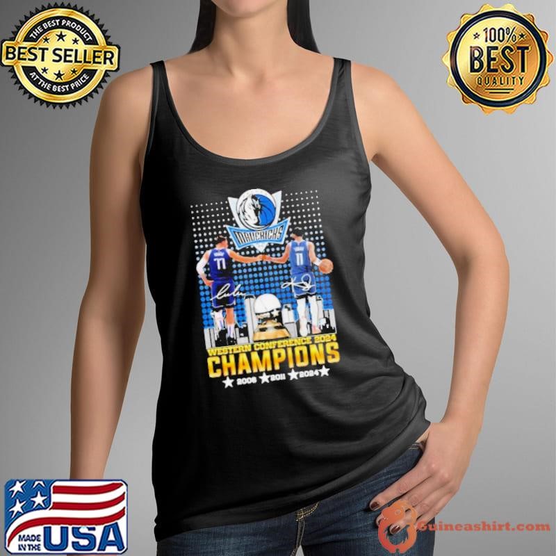 Dallas Mavericks Luka Doncic And Kyrie Irving 2024 Western Conference Champions Signatures Shirt