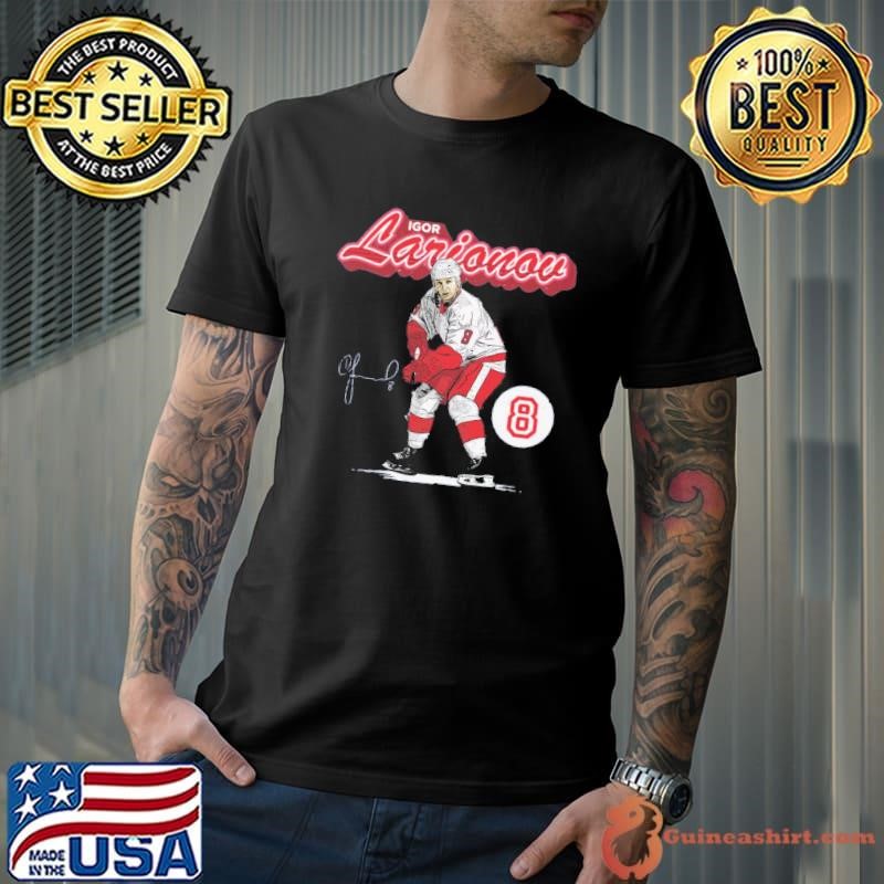 Igor Larionov Detroit Retro Script Russian ice hockey coach sports agent T-Shirt