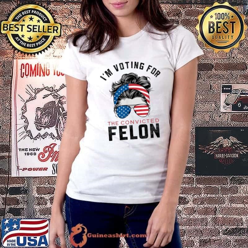 I'm Voting For The Convicted Felon Messy Bun Hair Ribbon USa Flag Ladiestee