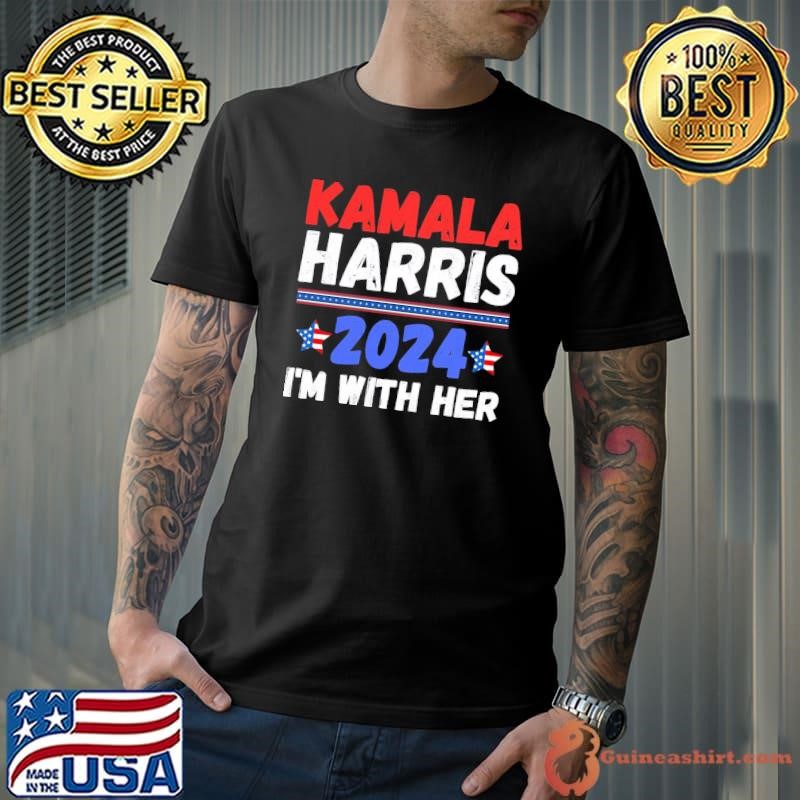 I'm with her Support Kamala Harris 2024 stars american flag T-Shirt