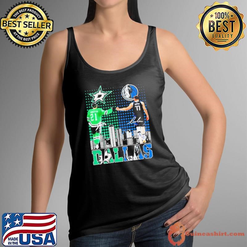 Luka Doncic And Jason Robertson Dallas Skyline Sports Teams 2024 Signatures shirt