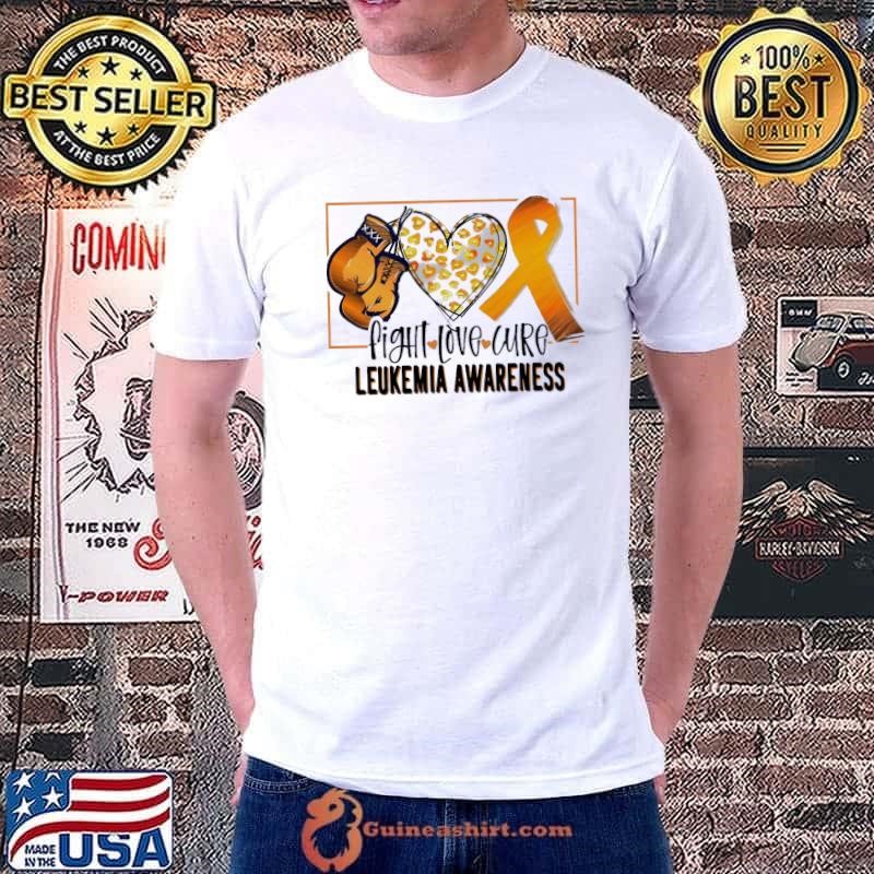 Peace Love Cure Leukemia Awareness Leukemia Fighter Heart T-Shirt