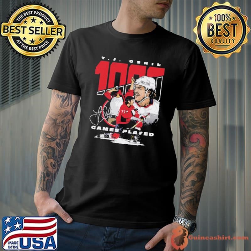 T.J. Oshie American professional ice hockey right winger Washington 1000 Games T-Shirt