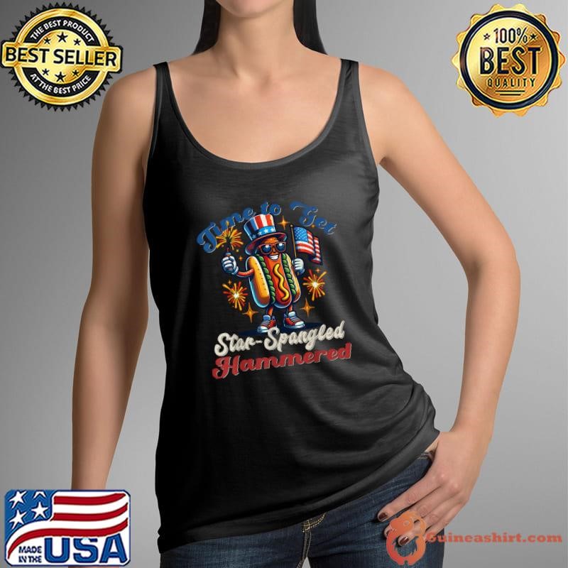 Time to Get Star Spangled Hammered Hotdog 4th of July Tank Top