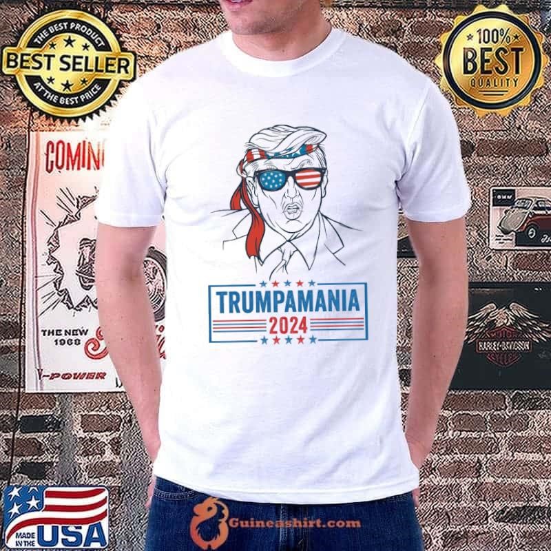 Trumpamania 2024 donald trump president usa flag sunglasses T-Shirt