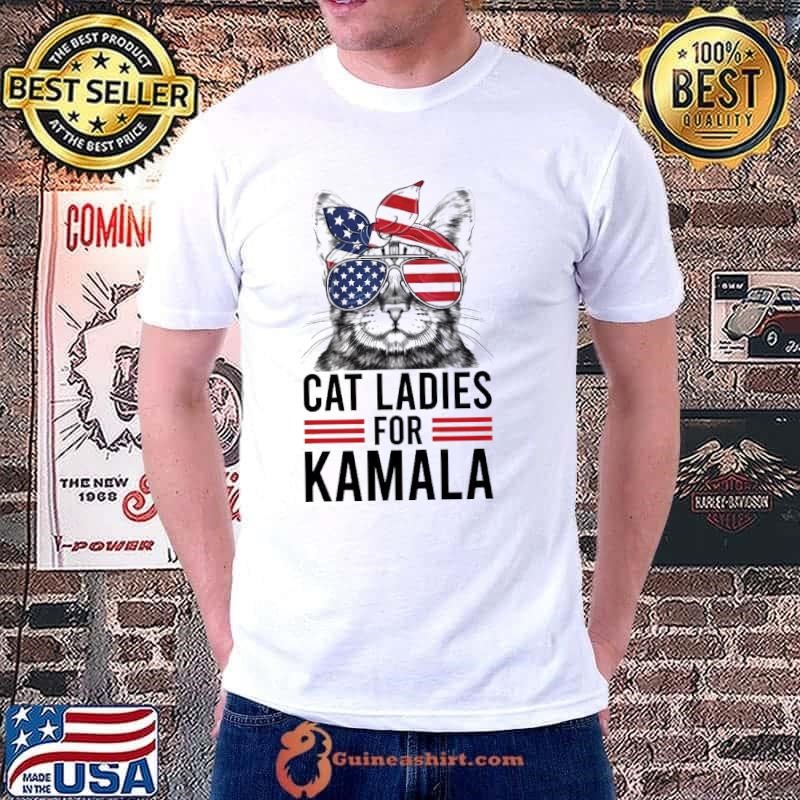 Cat ladies for kamala cat sunglasses american flag T-Shirt