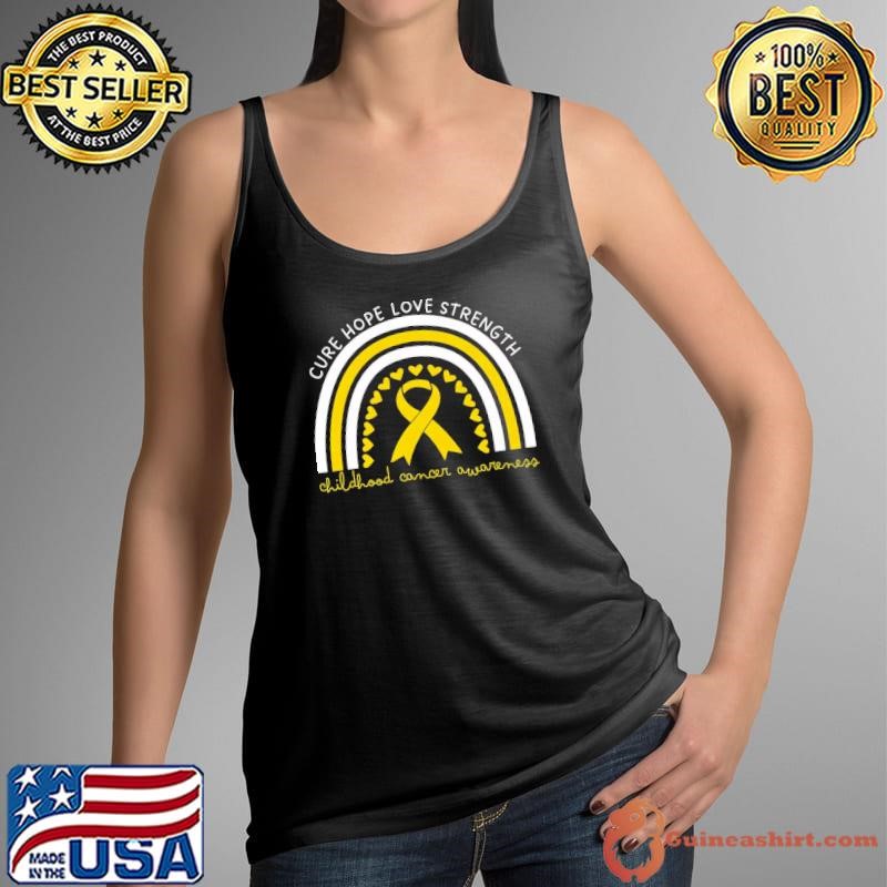 Cure Hope Love Strength Childhood Cancer Awareness Rainbow T-Shirt