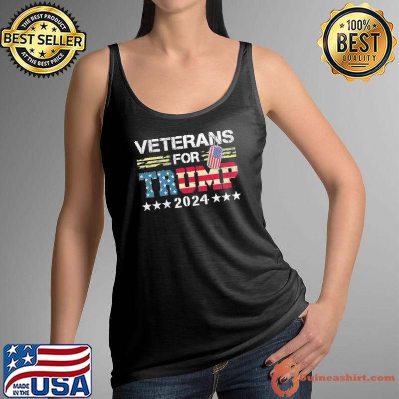 Dad Grandpa Veterans For Trump 2024 American Flag T-Shirt