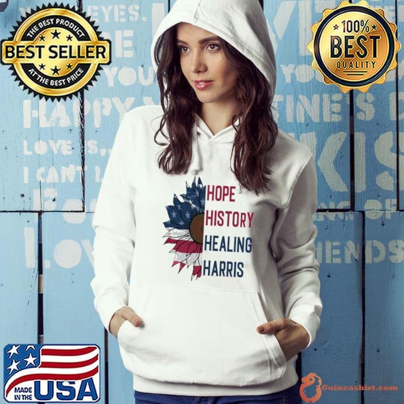 Hope History Healing Harris Sunflower American Flag Vote Hoodie