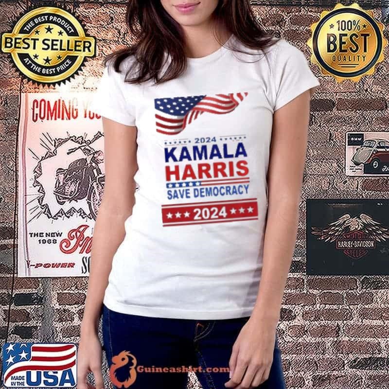 Kamala Harris Save Democracy Flag 2024 Us Election Courtyard Shirt