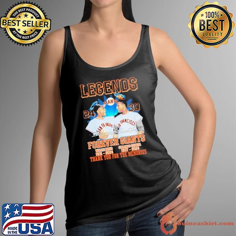 Legends Willie Mays And Orlando Cepeda Forever Giants Thank You For The Memories Signatures Shirt