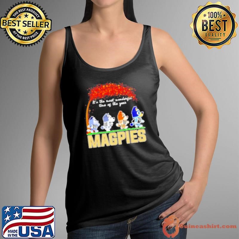 Magpies The Bluey Characters Walking Fall It'S The Most Wonderful Time Of The Year Shirt