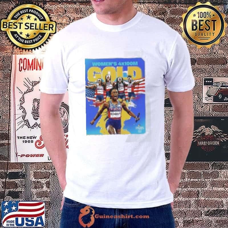 Melissa Jefferson TeeTee Terry Gabby Thomas Sha’Carri Richardson Gold Medal Women’s 4x100m Paris Olympic 2024 Poster shirt