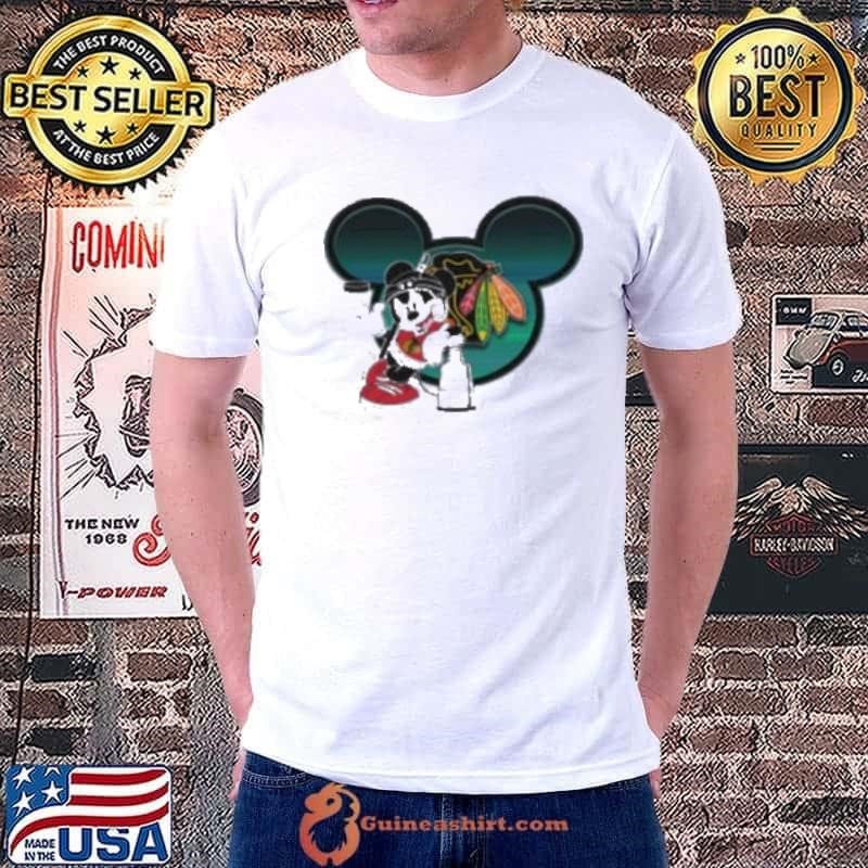 NHL Chicago Blackhawks Stanley Cup Mickey Mouse Disney Hockey Shirt