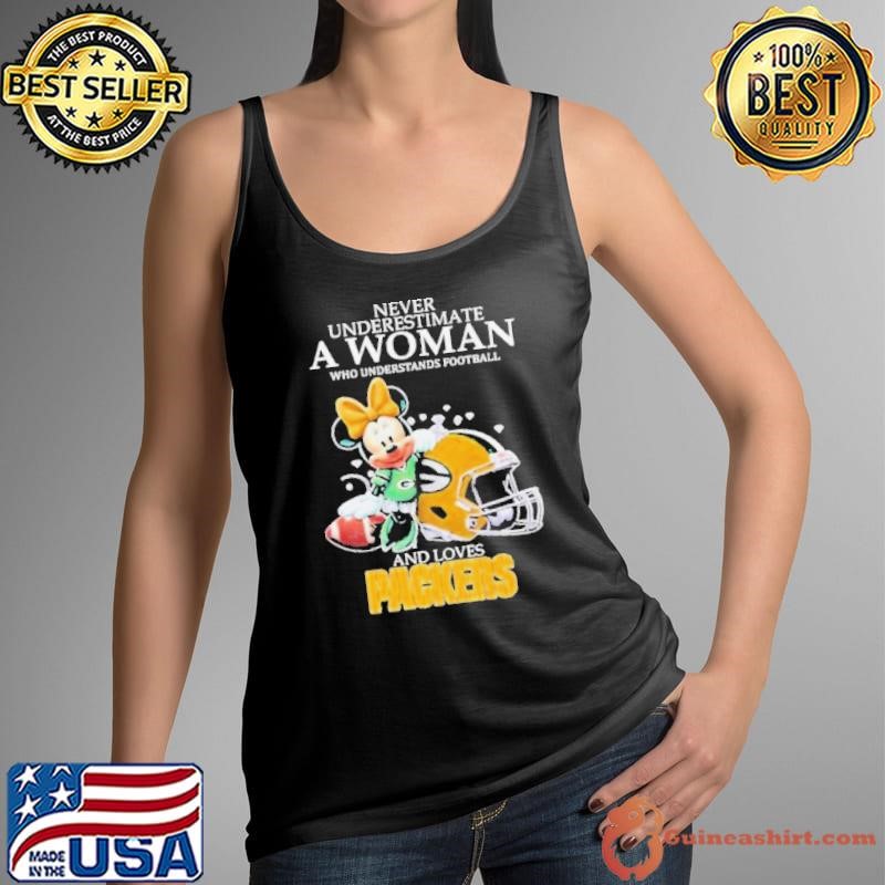 Never Underestimate A Woman Who Understands Football And Loves Green Bay Packers Shirt