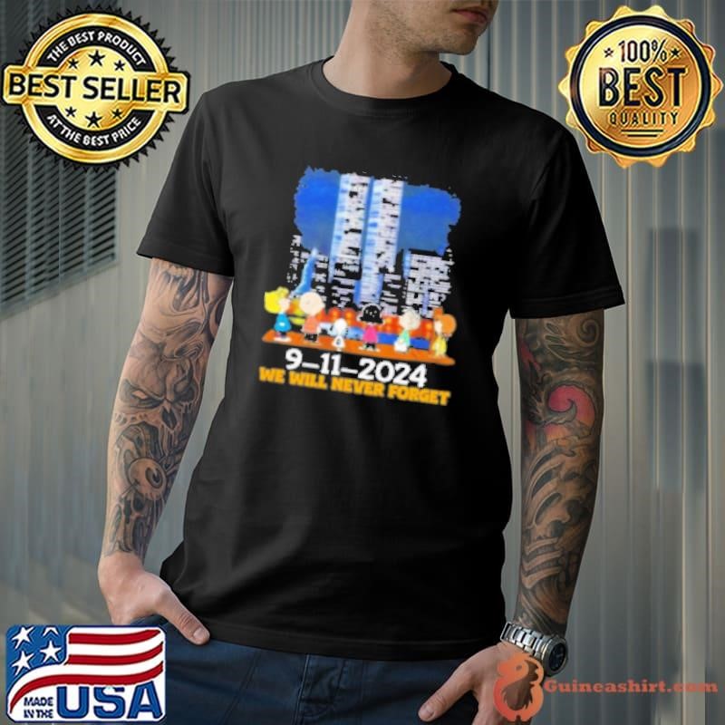 Peanuts Characters 9 11 2024 We Will Never Forget Shirt