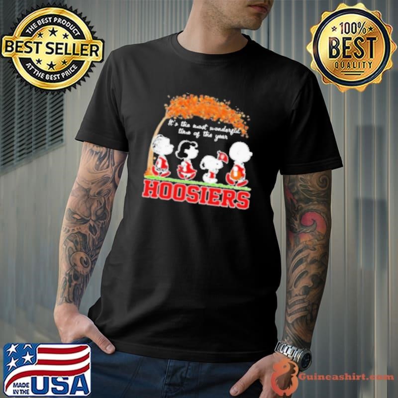 Peanuts Characters Indiana Hoosiers Autumn It'S The Most Wonderful Time Of The Year Shirt