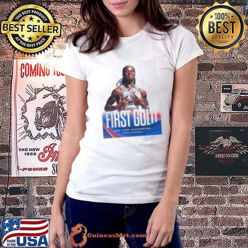 Sha’Carri Richardson Team USA Women’s 4x100M Relay First Gold Medal Paris Olympic 2024 Poster Ladiestee