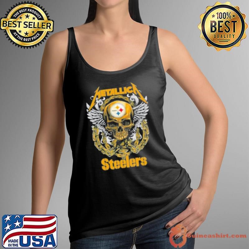 Skull Metallica Pittsburgh Steelers World Tour 2024 Tank Top