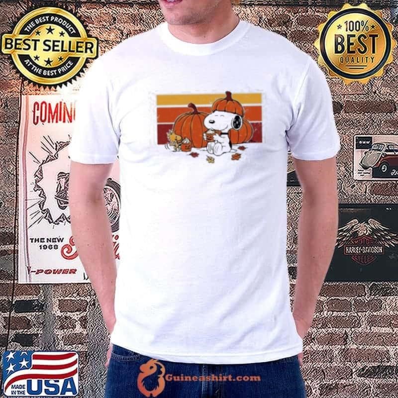 Snoopy And Woodstock Peanuts Autumn With A Pumpkin Spice Latte Shirt
