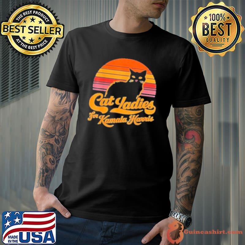 Vintage Cat Ladies For Kamala Funny Cat 2024 President Election Shirt