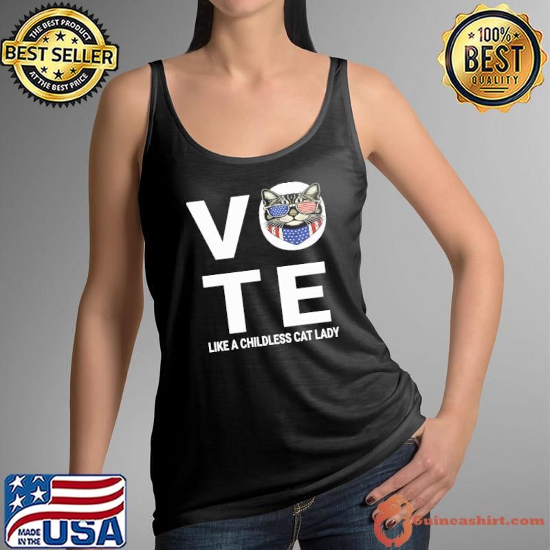 Vote Like a Childless Cat Lady Vote For Kamala Sunglasses Retro T-Shirt