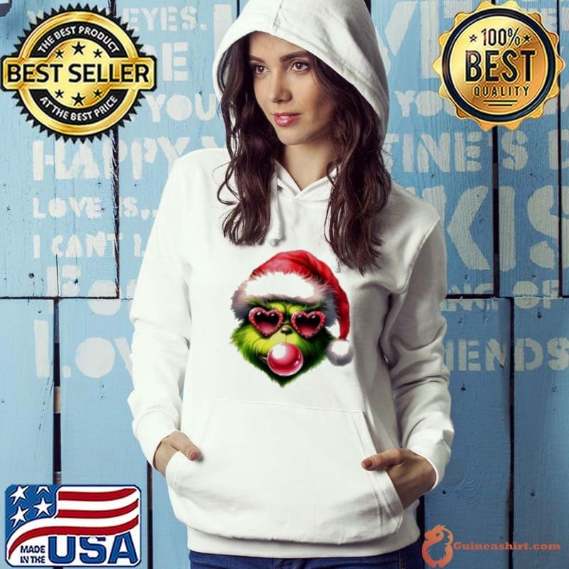 Christmas Grinch Blowing Up Bubble Merry Grinchmas Hoodie