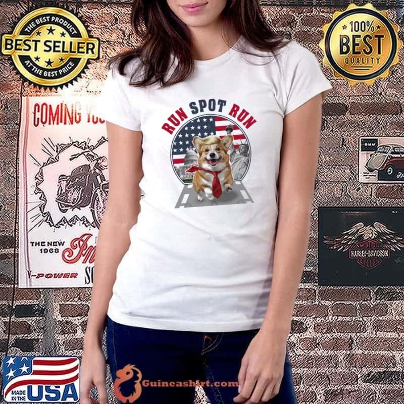 Corgi Dog Run spot run american flag election 2024 T-Shirt